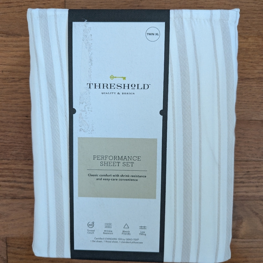 NEW Threshold Performance Sheet Set Striped Twin XL